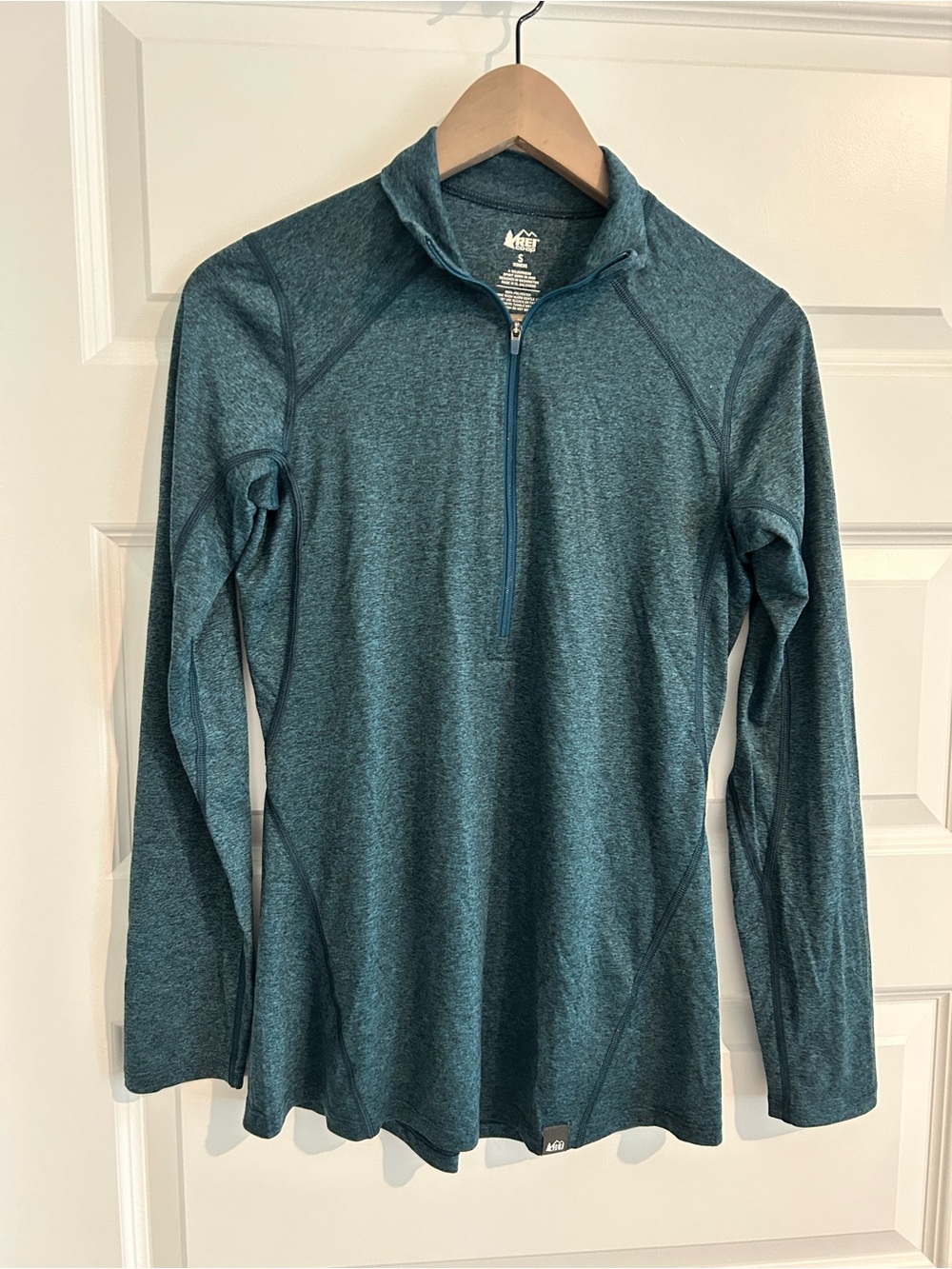 REI Lightweight Half Zip Pullover Top Teal Blue Size S